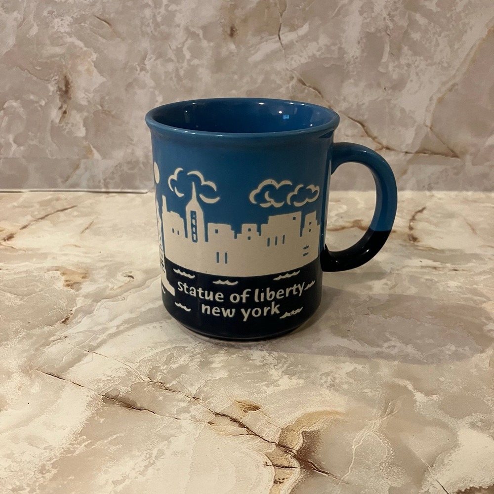 Blue Ceramic Statue of Liberty New York Coffee Mug Cup